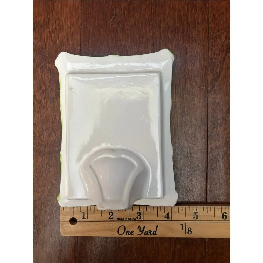 Vintage Japanese Green and White Bamboo Ceramic Picture Frames — Set of 2
